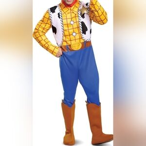 Toy Story Men's Sheriff Woody Costume - Yellow, Blue, Brown - Never Opened